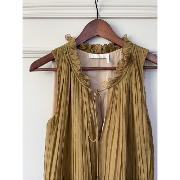 🔥NEW ON POSH🔥Chloe Khaki Silk Pleated Dress - Picture 2 of 5